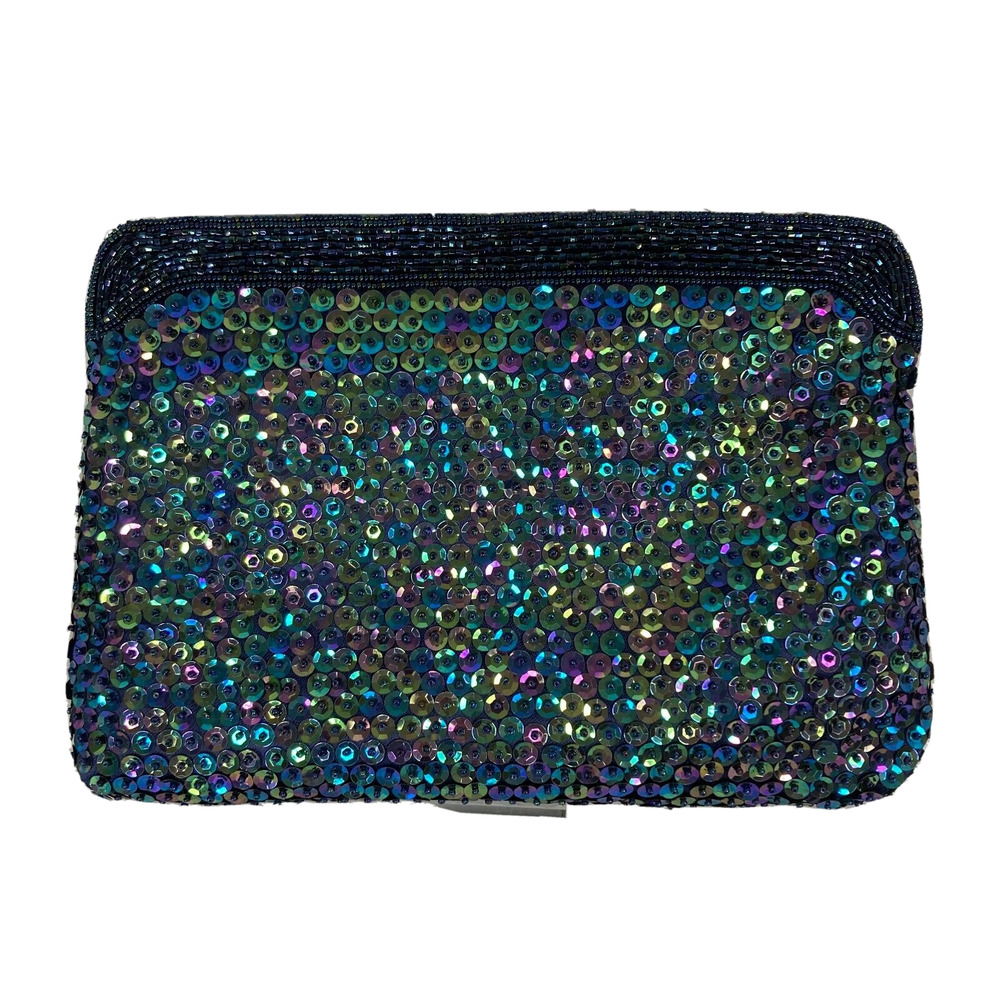 La Regale Clutch Womens Vintage Blue Purple Iridescent Sequin Evening Bag Formal